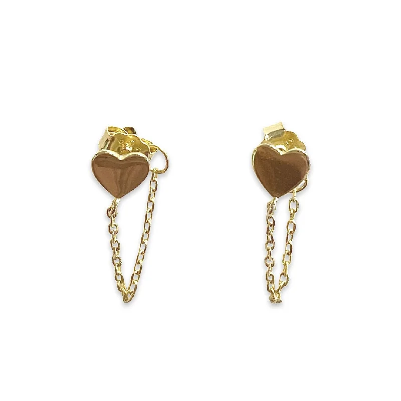 Statement Earrings for Weddings-Amore Heart Chain Studs