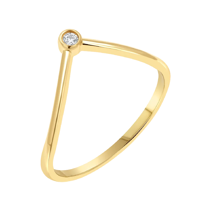 Gold Wedding Band for Men-Diamond Wishbone Ring