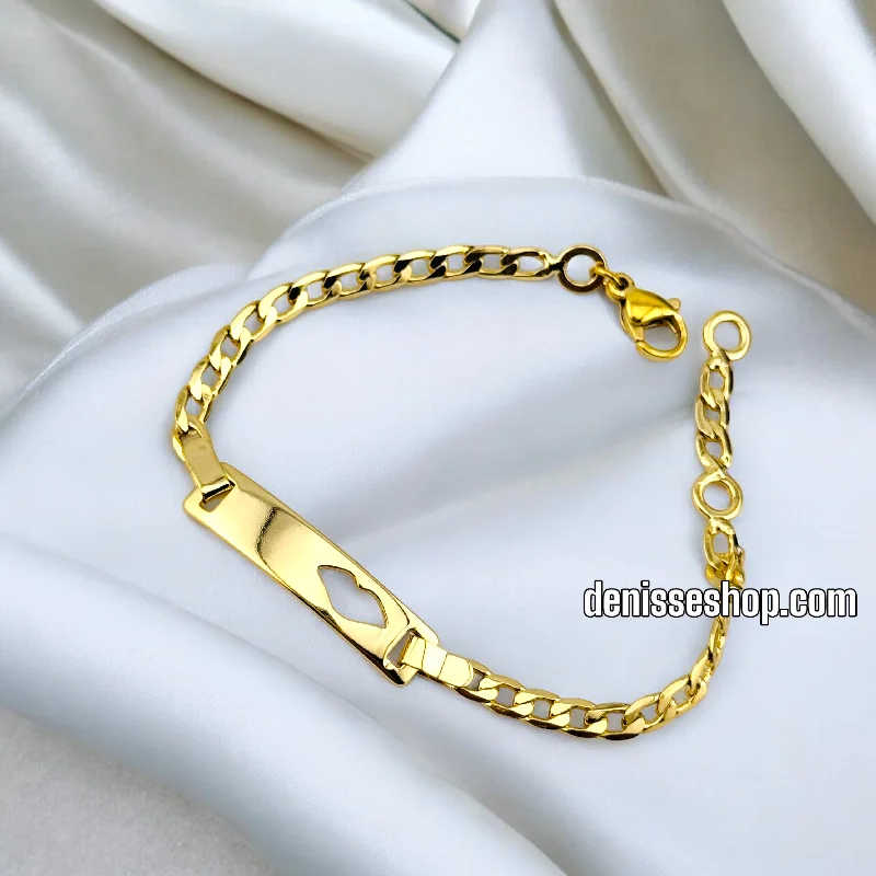 Custom Stackable Bracelet-14K GIRL PLATE HEART IMPRESION BRACELET BR643