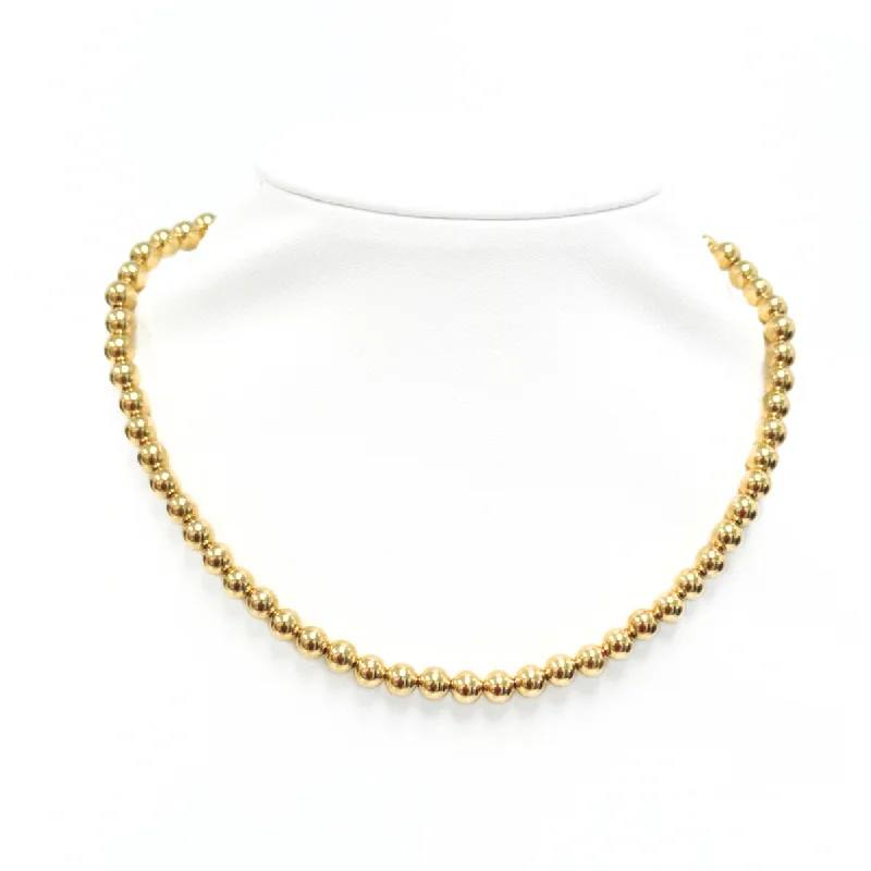 Vintage Silver Necklace-6MM 14K Gold-Filled Ball Beaded Choker/Necklace