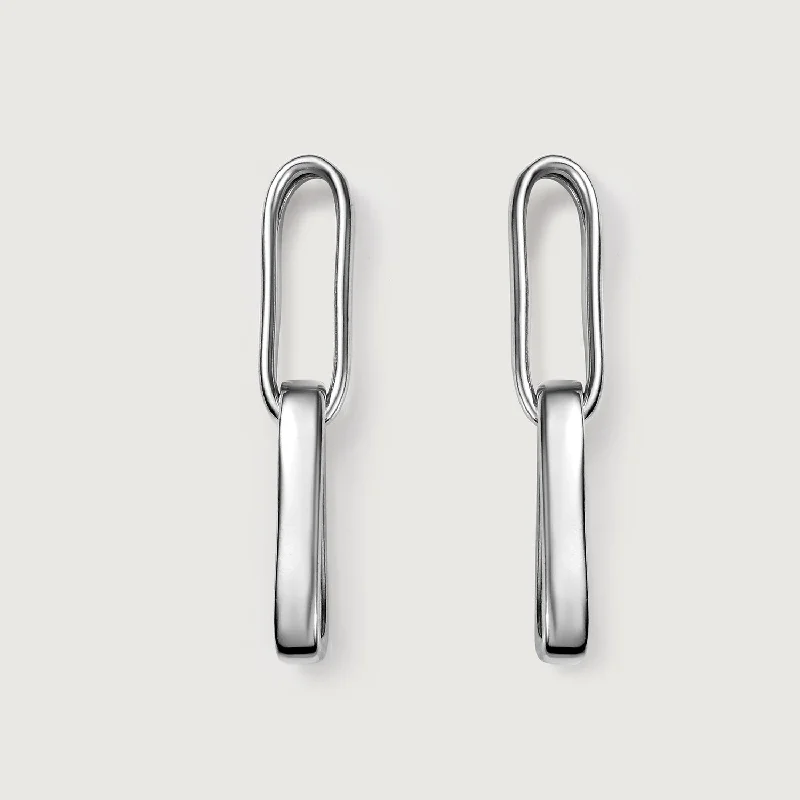 Art Deco Earrings-Paperclip Silver Earrings