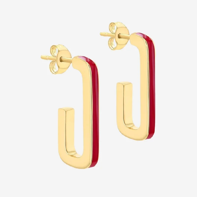 Geometric Stud Earrings-Taffy Enamel J Hoops