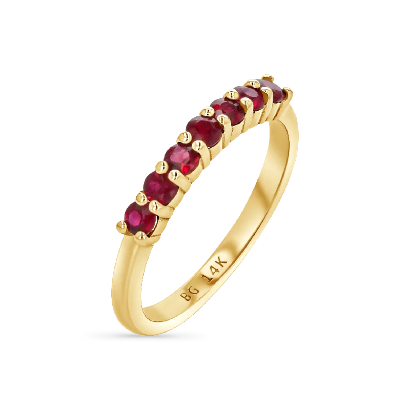 Simple Gold Band Ring-Lucky Seven Ruby Band