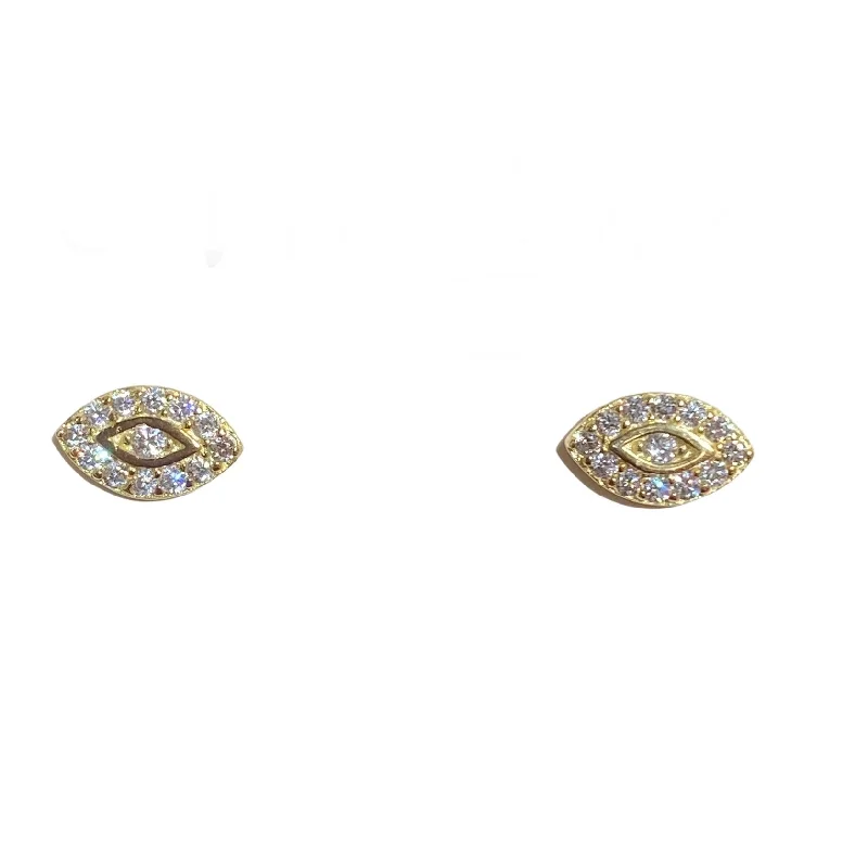 Modern Drop Earrings-Evil Eye Pave Studs