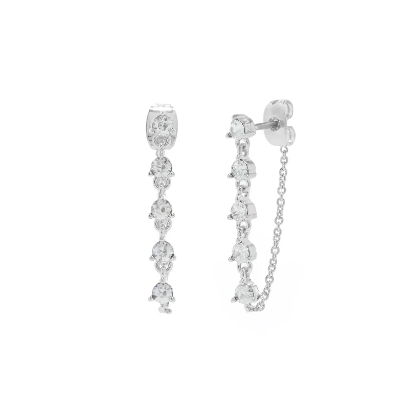 Gold Stud Earrings-Sydney Earrings in Rhodium