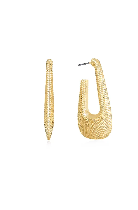 Yellow Gold Earrings-Cleopatra Inspired Hoop Earrings