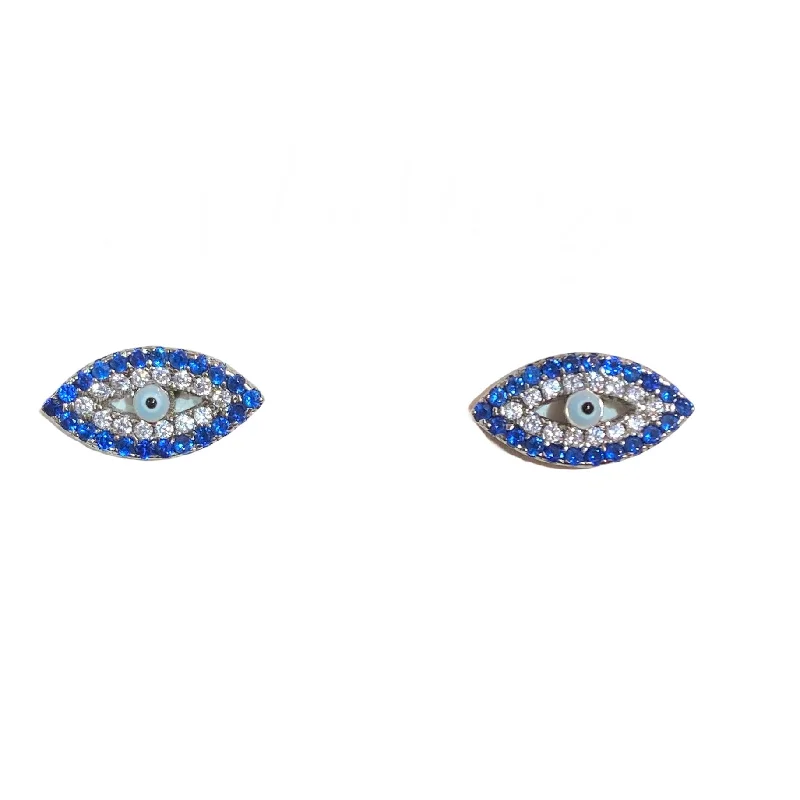 Designer Crystal Earrings-Evil Eye Sapphire Studs