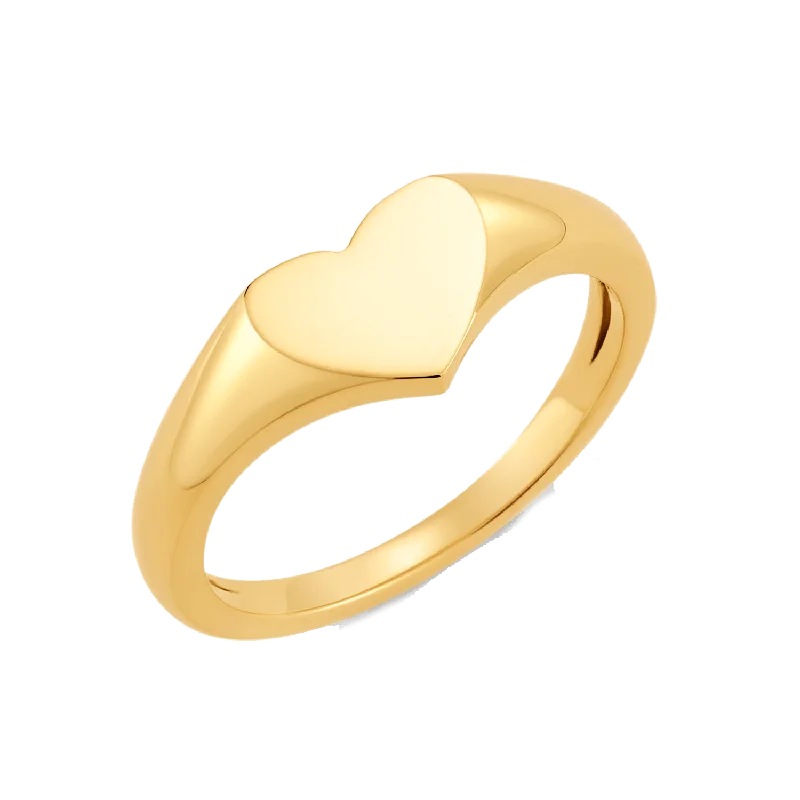 Two-Tone Engagement Ring-Heart Signet Ring