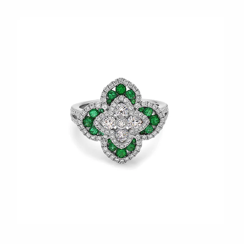 Vintage Cluster Ring-Diamond Regal Flower Ring