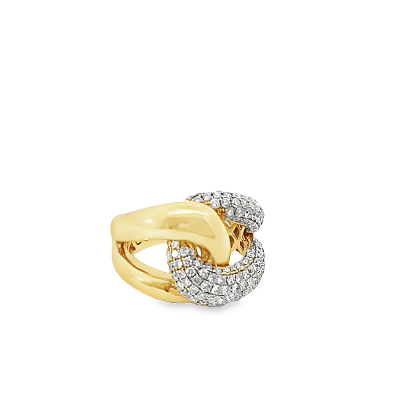 Handcrafted Wedding Band-Gold & Diamond Link Fashion Ring