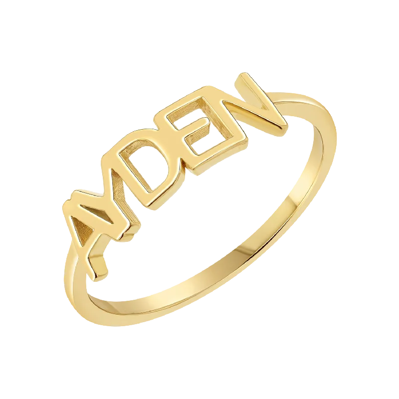 Men’s Rose Gold Ring-Linear Name Ring