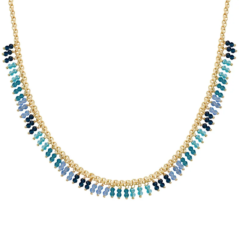 Layered Gemstone Necklace-Giada Blue Stone