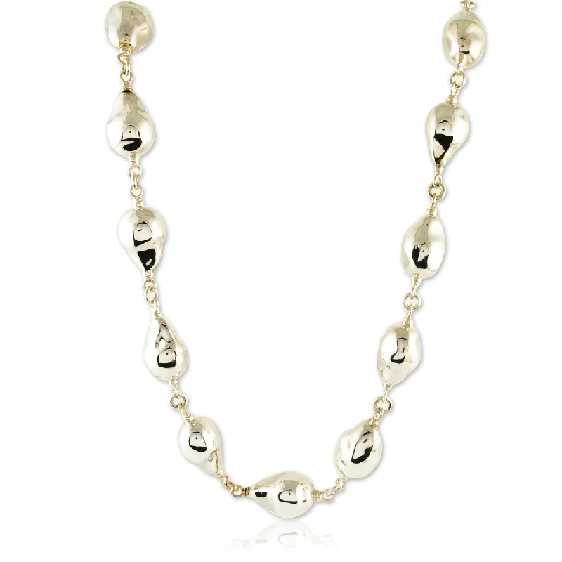 Custom Gold Charm Necklace-Linked Baroque Pearls in Sterling Silver