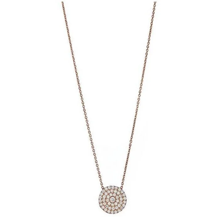 Diamond Heart Necklace-Rose gold disk