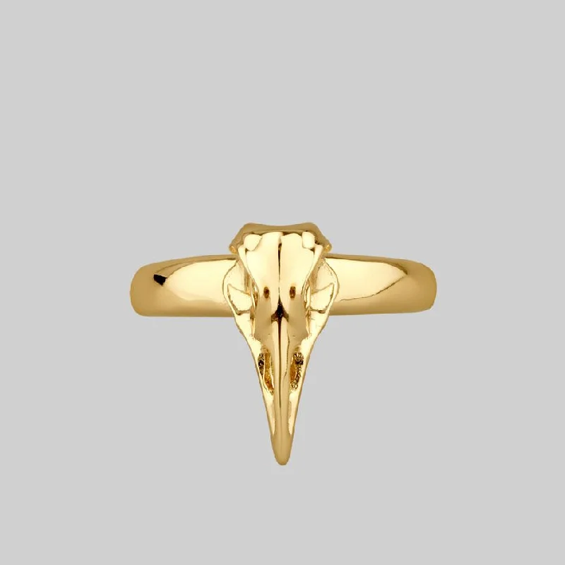 Personalized Diamond Wedding Ring-MERLA. Gold Raven Skull Ring