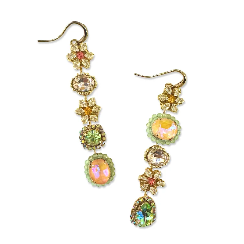 Rose Gold Earrings for Girls-Pippa Flower Gemstone Statement Earrings