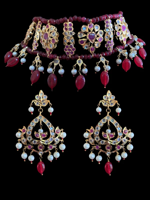 Bridal Hoop Earrings-C3 Himah ruby choker with earrings ( READY TO SHIP )