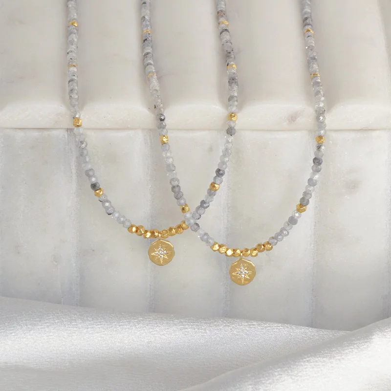 Heart Shaped Pendant Necklace-Gold Starburst & Zircon Necklace | 2024 Holiday Exclusive