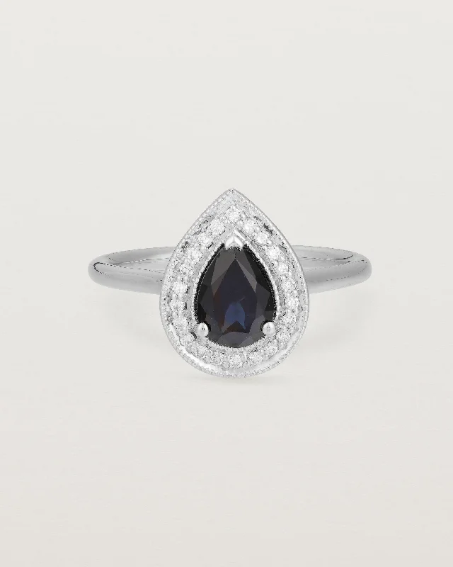 Personalized Diamond Wedding Ring-Aurie Halo Ring | Australian Sapphire & Diamonds