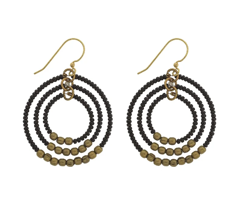 Crystal Drop Earrings-<br> Gyroscope Earring <br> Black