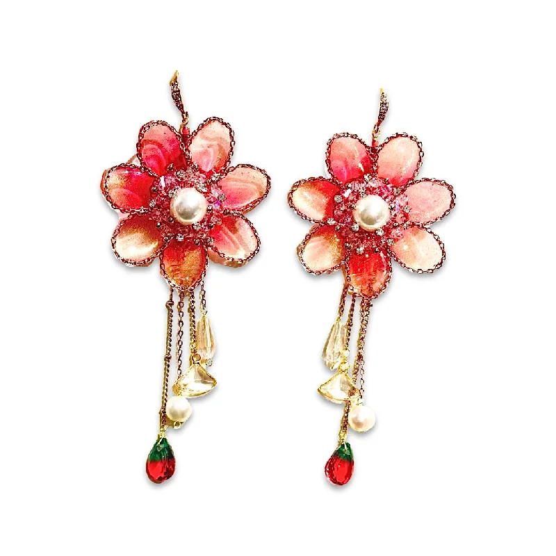 Custom Birthstone Earrings-Krista Flower Statement Earrings