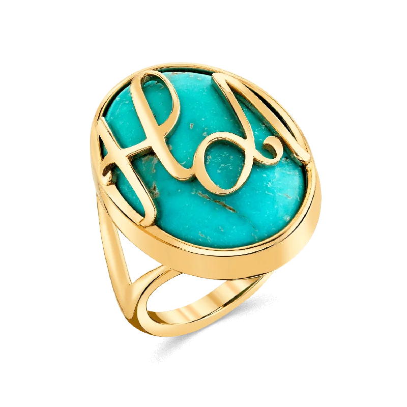 Unique Wedding Ring-Turquoise Heirloom Initial Ring