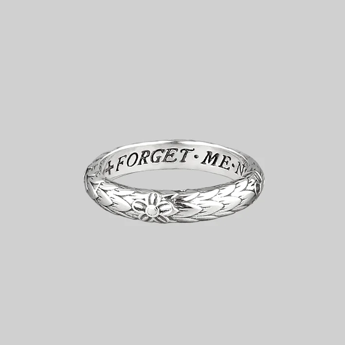 Dainty Rose Gold Ring-Forget Me Not Posie Ring - Silver