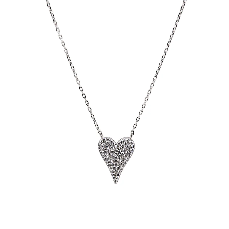 Pearl Pendant Necklace-"AMOR" Heart CZ Necklace