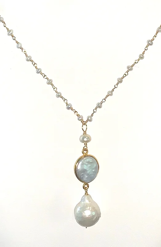 Pearl Charm Necklace-Pearl Baroque