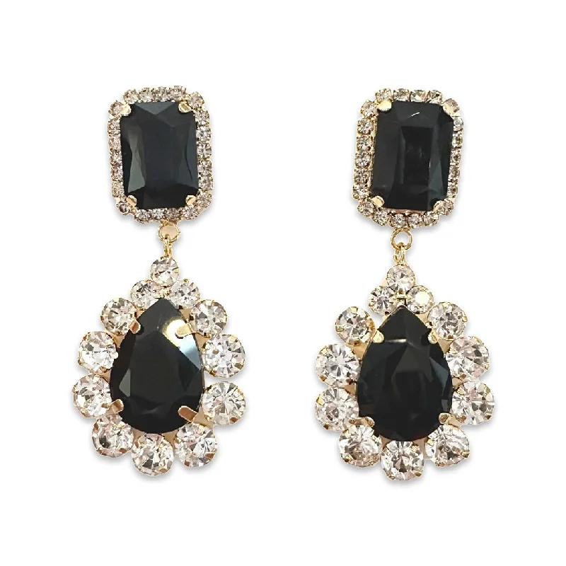 Colorful Crystal Earrings-Krista Holiday Double Teardrop Statement Earrings