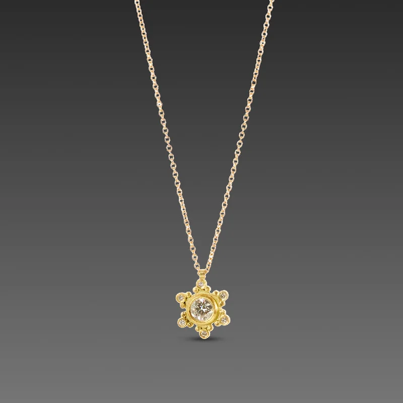 Modern Bar Necklace-Diamond Snowflake Necklace