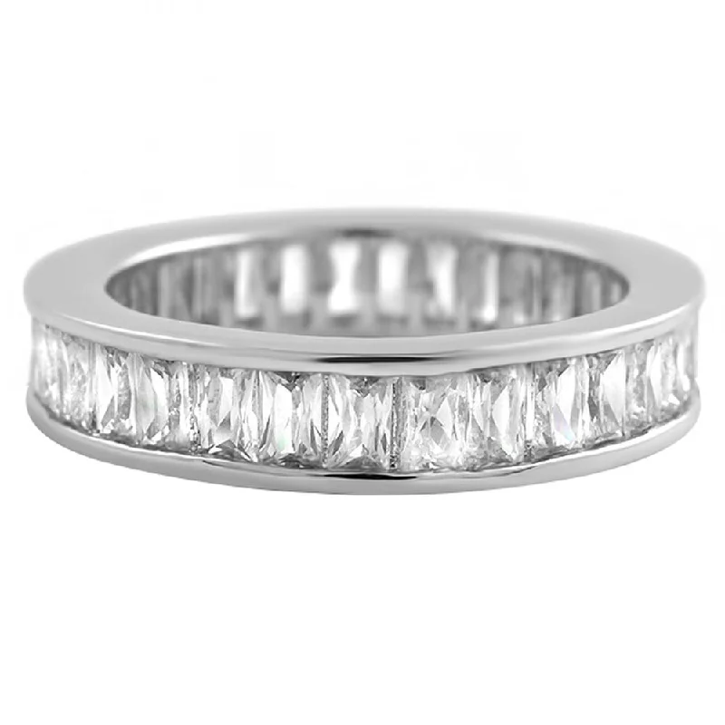 Personalized Wedding Ring Set-Baguette Eternity CZ Channel Set Bling Bling Ring