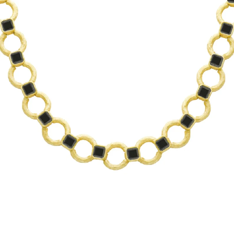 Chunky Beaded Necklace-Marina Pyrite