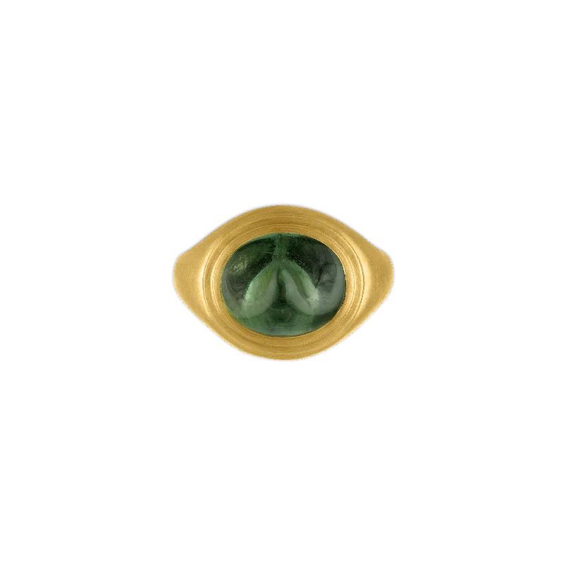 Elegant Gold Band Ring-Green Tourmaline Tempus Prunt Ring