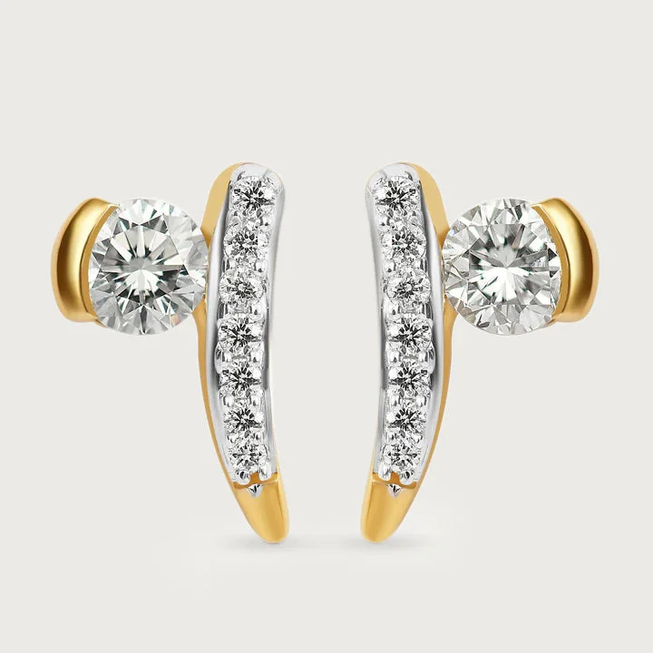 Adjustable Silver Earrings-Versa Certified Diamond Solitaire Studs in 14K Gold, 0.46 cts. diamonds