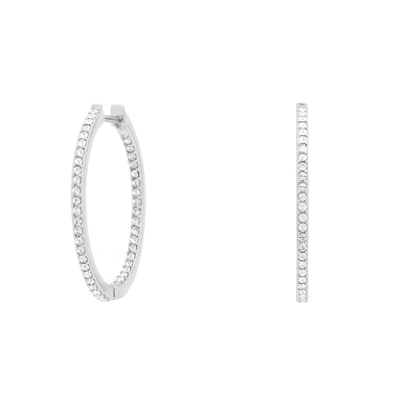 Birthstone Stud Earrings-Baby Liv Hoops in Rhodium