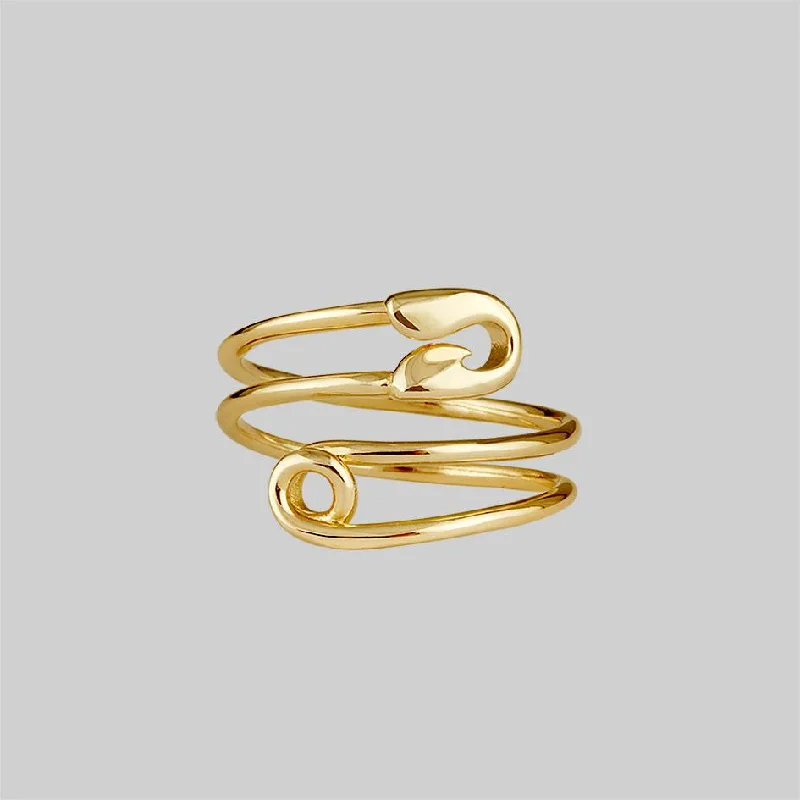 Men’s Rose Gold Ring-SOLENE. Safety Pin Wrap Ring - Gold