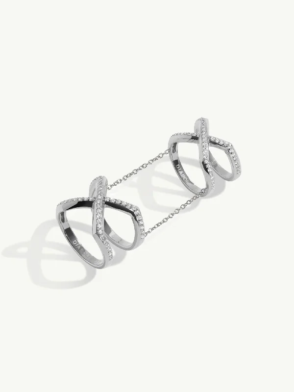 Elegant Silver Ring-Exquis Gemini Infinity Ring With Pavé-Set Brilliant White Diamonds In Platinum