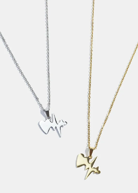 Personalized Gold Pendant Necklace-Heartbeat Pendent Necklace