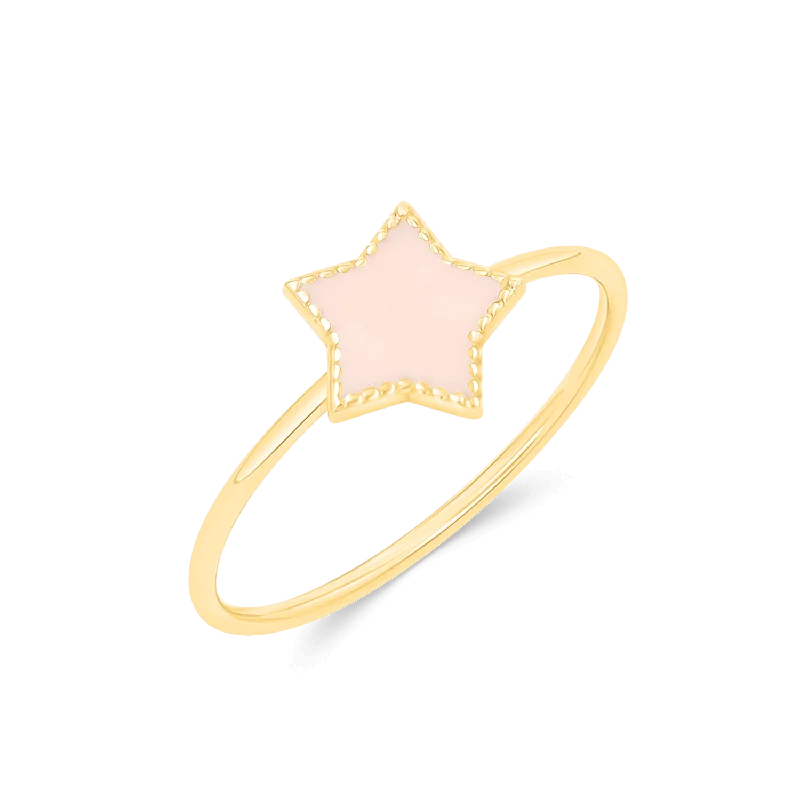 Women’s Custom Engagement Ring-Enamel Star Ring