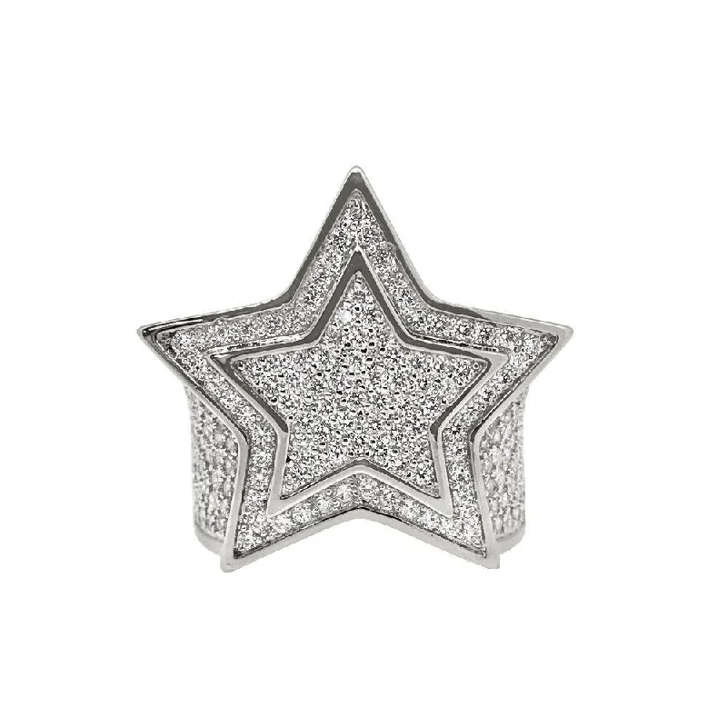 Two-Tone Wedding Ring-Super Star Rhodium CZ Bling Bling Ring