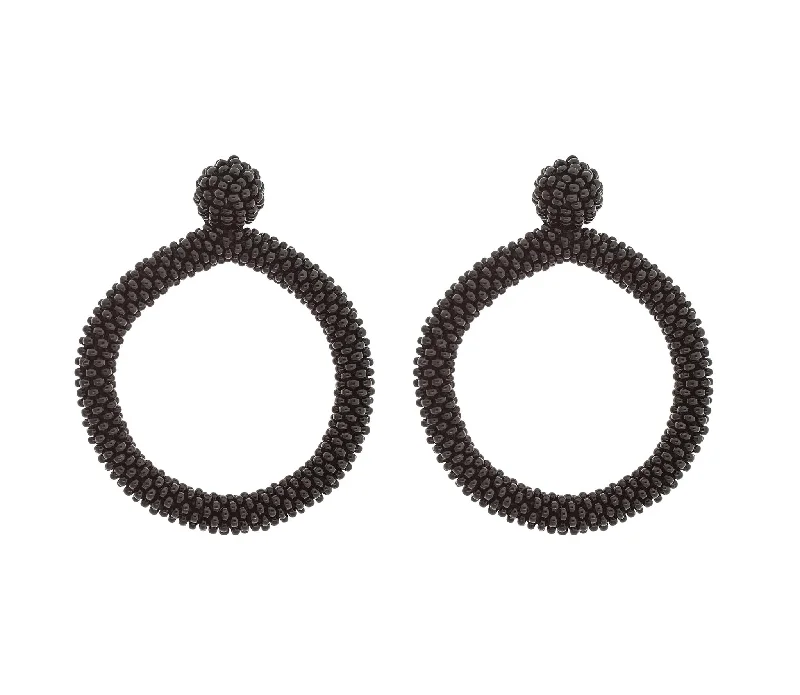 Chunky Gold Earrings-<br>The Roll-On® Hoop <br> Black