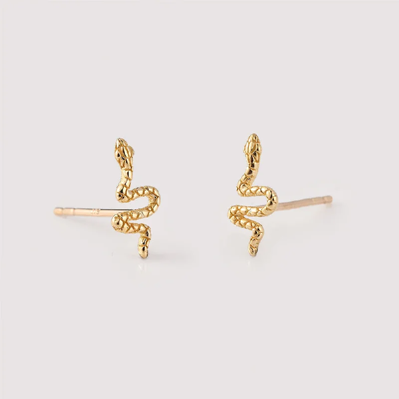 Double Hoop Earrings-9K Gold Snake Earrings + Multi-Link J Hoop Earrings in 9K Gold