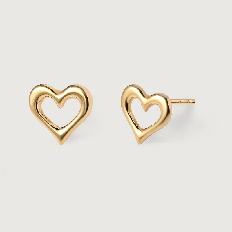 Swarovski Crystal Earrings-Heart Essential Earrings in 9K Gold