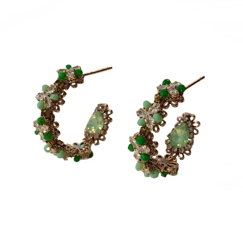 Heart Shaped Drop Earrings-Kerry Flowers Antique Hoops