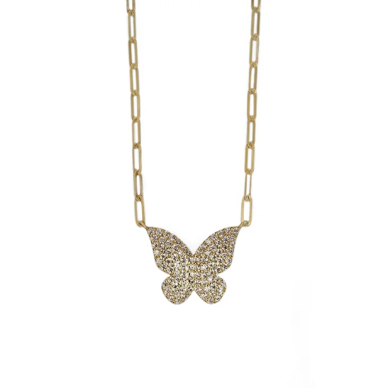 Pearl Chain Necklace-ASHLEY | Cubic Zirconia Butterfly Pendant Necklace