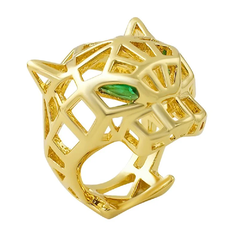 Vintage Gold Ring-3D Wired Tiger Face Gold Ring