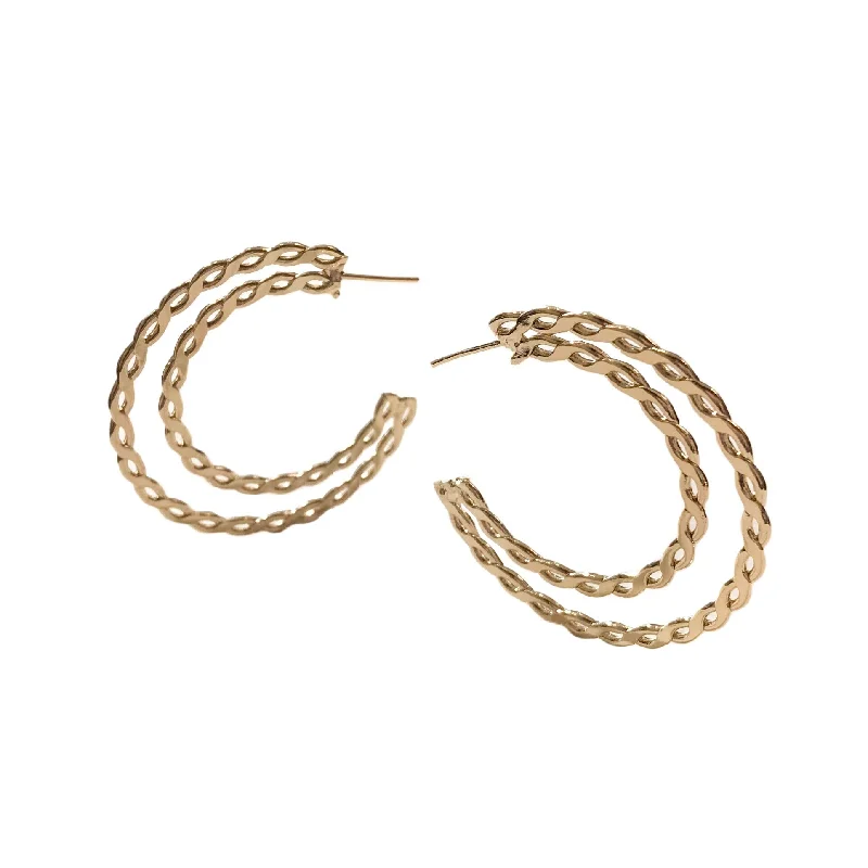 Handmade Hoop Earrings-Gold Filled Double Chain Hoops