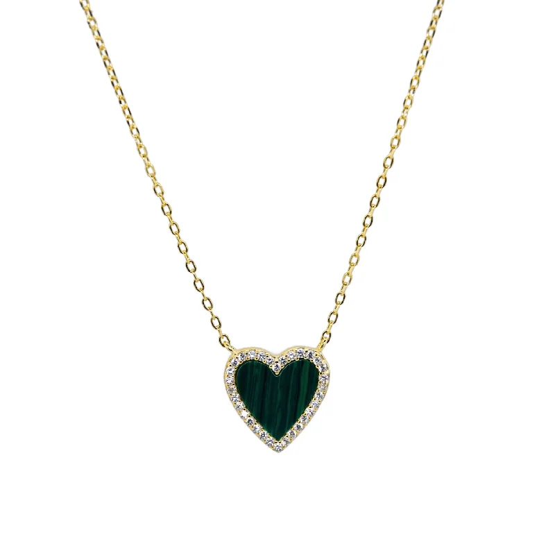 Vintage Silver Necklace-bara boheme | "HEART" Opal CZ Necklace