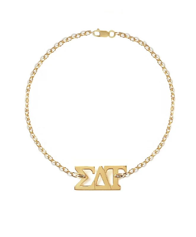 Simple Gold Beaded Bracelet-Sigma Delta Tau Bracelet